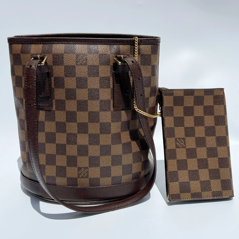 Authentic✅ Louis Vuitton Damier Marais Bucket Shoulder Bag + Zip Pouch - Picture 3 of 12